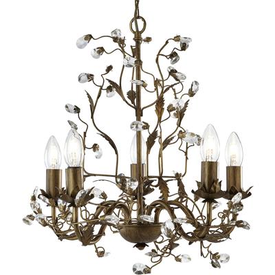 SEARCHLIGHT Kronleuchter "Hängeleuchte Almandite, 5-flammig", braun (braun, gold), 5, Ø 50cm H: 48cm, 1 Stk., Leuchten, Barock-Ambiente, Kronleuchter