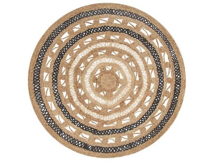 Tapis rond 140 cm en jute beige et noir GOYNE