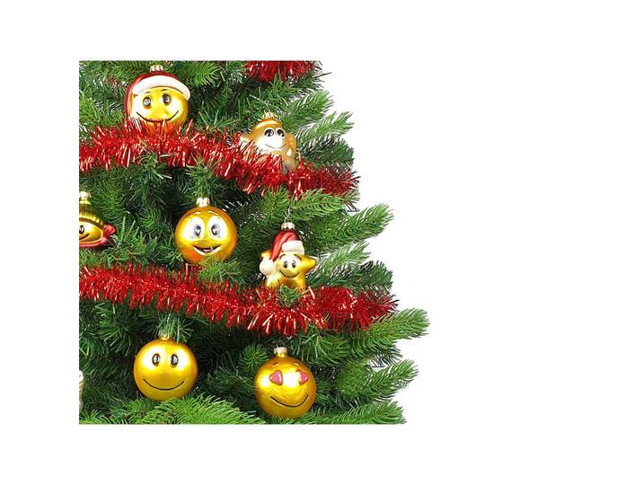Laalu Weihnachtsbaum künstlicher 60 cm mit LED-Beleuchtung, Smileys, mit 16 Weihnachtsbaumschmuck, Pflanztopf mit Jutesack, Grün, Rot, Goldfarben, Gelb, Stein, Kunststoff, Tanne, Freiform, 60 cm, Dekoration, Weihnachtsdekoration, Christbäume & Zubehör