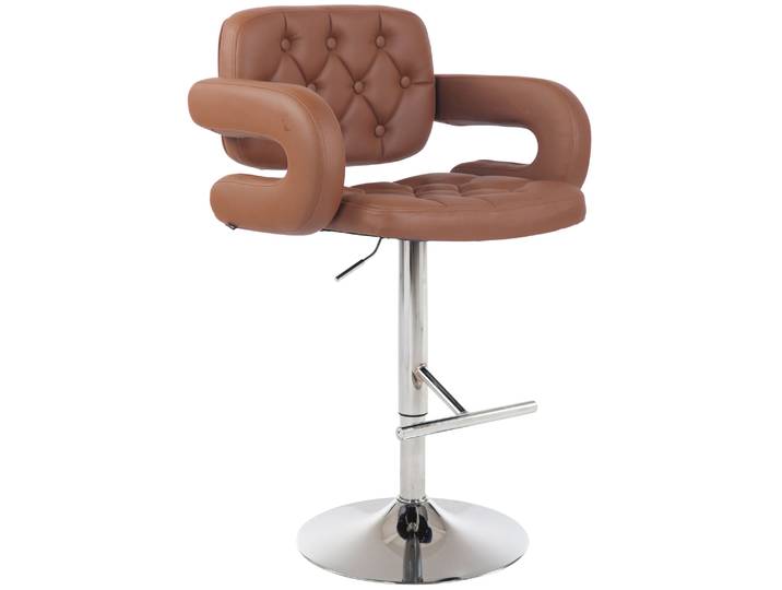 TPFLiving Barhocker Dublin Gestell Metall in Chromoptik Kunstleder - Cognac