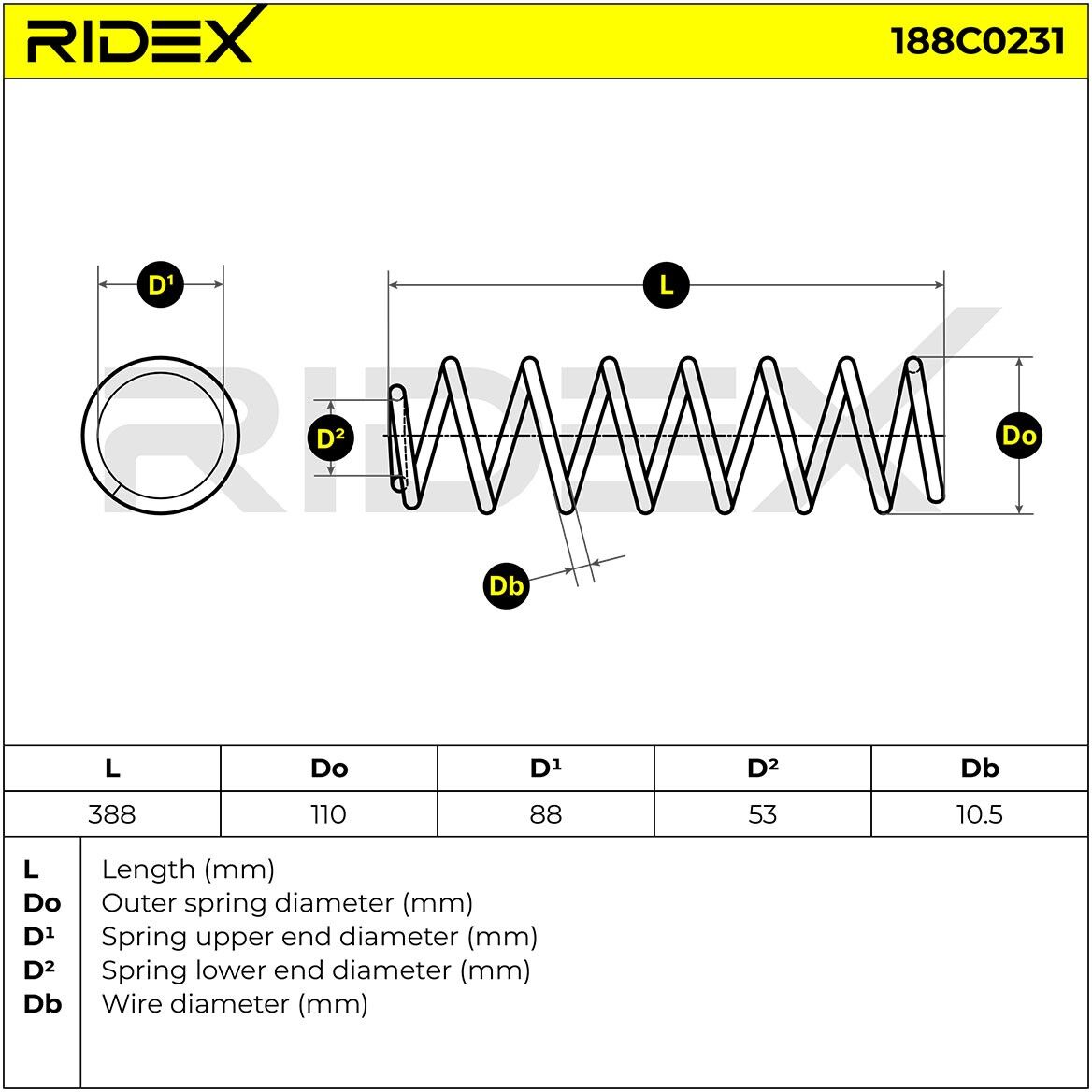 RIDEX 188C0231 Coil spring