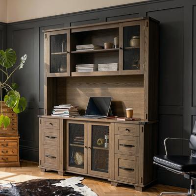 Homsee Bookshelves Buffet Cabinet with Hutch 63 Inch, Kitchen Storage Cabinet Sideboard Pantry Organizer