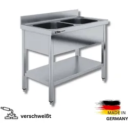 Spültisch 2 Becken mittig - 1,2 x 0,7 m VM EUROPA