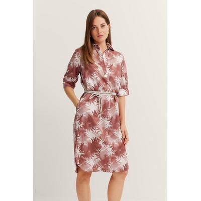 Hemdblusenkleid BUGATTI, Damen, Gr. 36, Normalgrößen, rosa (730, rose), 100% Baumwolle, geblümt, normal, Kleider, mit halber Knopfleiste