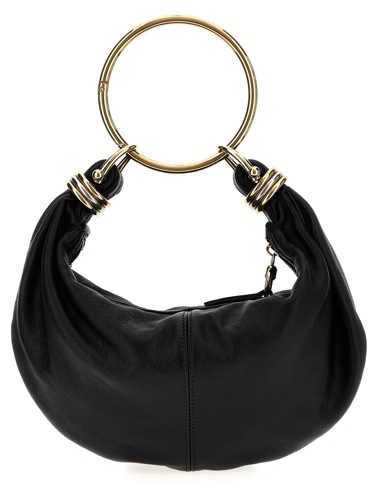 Chloé Bracelet Hobo Small genarbt schwarz Ringhenkel