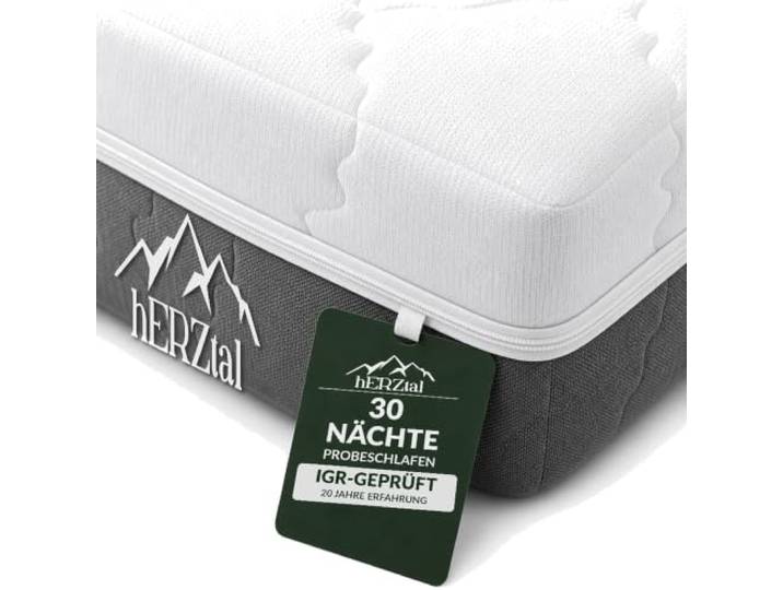hERZtal 7-Zonen Kaltschaummatratze 200x200 cm 16 cm – Wendematratze H2/H3 Orthopädische Komfortmatratze für Rücken- & Seitenschläfer