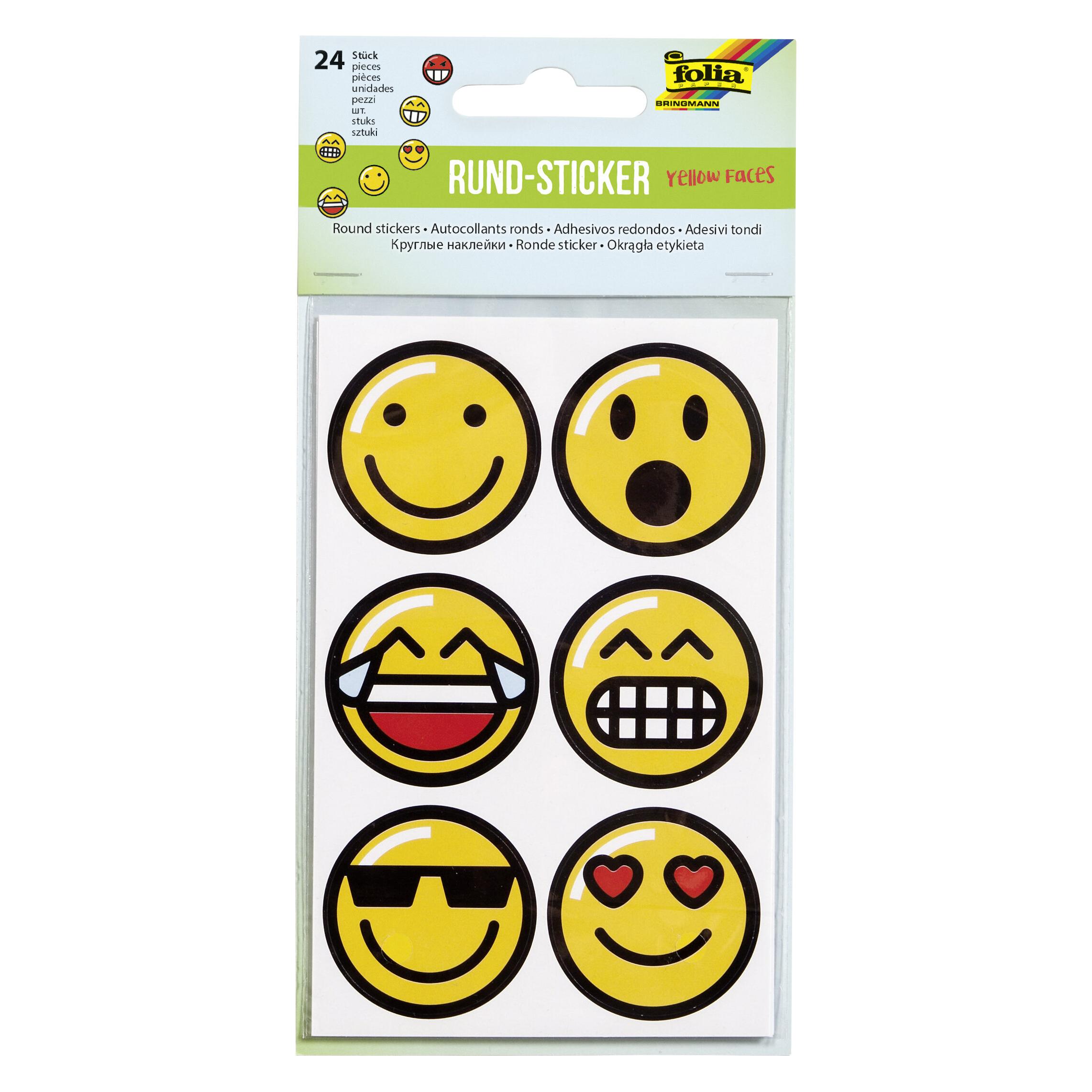 Folia Sticker rund Emojis (24 Sticker) (1523)