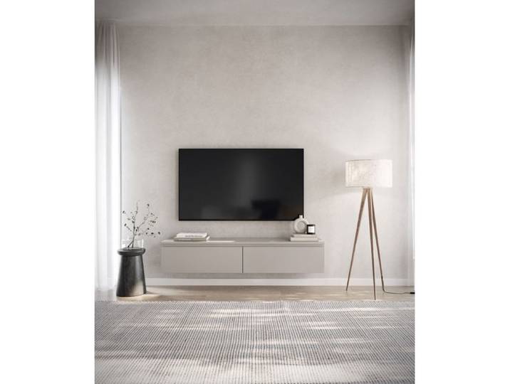 Meuble TV 2 portes -suspendu - BEMMI- 150 cm - greige