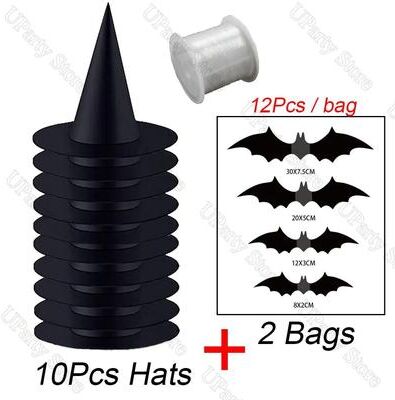Uplift Treasures Halloween Hanging Witch Hats Set For Indoor And Outdoor Decorations 12pcs Mixed
