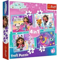 Trefl: Gabbys großes Abenteuer 4 in 1 - Puzzle mit 35, 48, 54, 70 Teilen