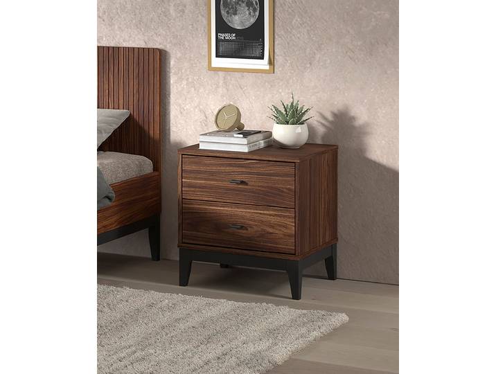 Nachtkonsole VIPACK Ilyas, mit gradlinigem Design und praktischem Stauraum , nussbaum dekor, B:50cm H:53cm T:45cm, Sideboards, Nachtkonsole, pflegeleichte Melamin Oberfläche in Nussbaum Dekor