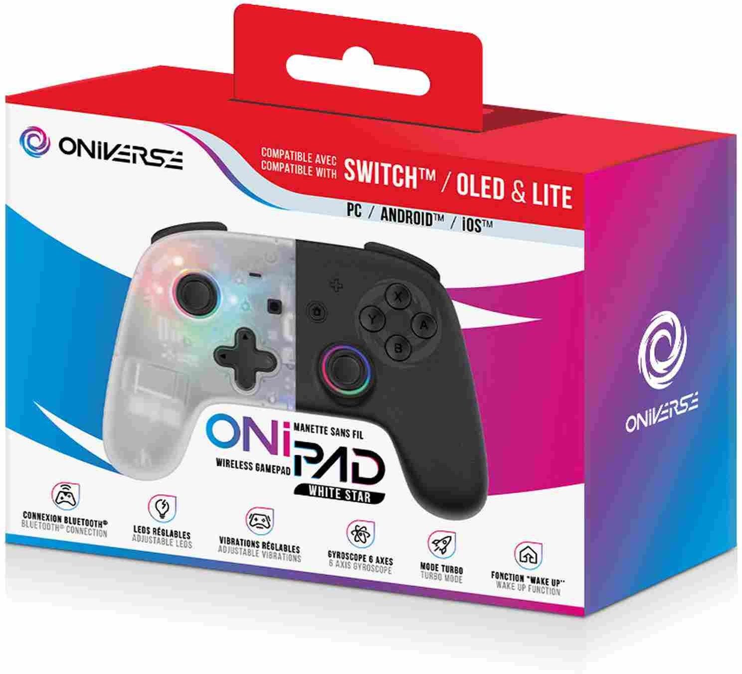 Oniverse Onipad White Star Bluetooth Controller for Nintendo Switch, PC, Mobile