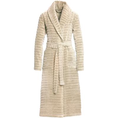 Bademantel VOSSEN "Coco, ideal für Sauna & Spa, Hotelbademantel, Morgenmantel" Gr. M, braun (tibet), L:115cm, Baumwolle, Hausmäntel, Bademantel, softes Wellendesign