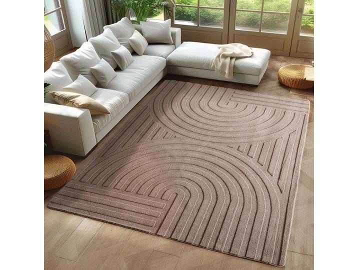 Carpetsale24 Tapis scandinave boho beige 140x200 cm doux lavable effet 3D idéal pour salon ou chambre entretien facile