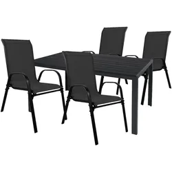 Mojawo 5tlg Gartengarnitur Sitzgarnitur L150xB90xH74cm Non-Wood Schwarz