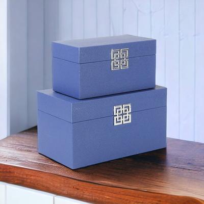Cheungs Galena White Shagreen Double Happiness Storage box Set of 2