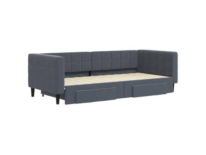 KTHLBRH Ausziehbares Schlafsofa dunkelgrau 90 x 200 cm Samt 2 Schubladen, Gestell aus Holz und Metall, modernes Design für Gäste