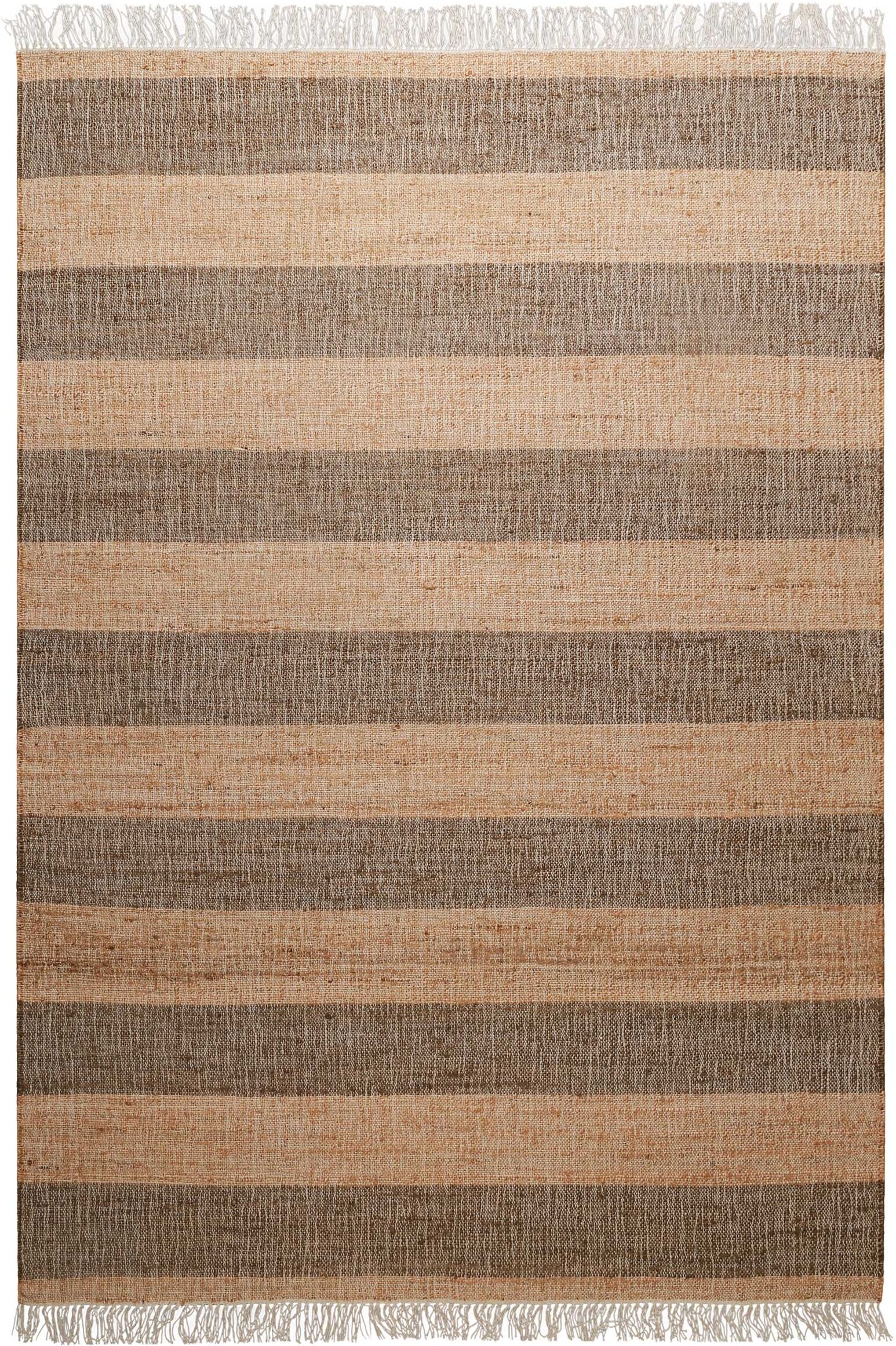 Teppich GREEN LOOOP "Virgil", braun (cognac braun,cognac braun), B:80cm H:4mm L:150cm, Jute, Teppiche, Teppich, Naturfaser Teppich aus 80% Jute 20% Baumwolle, mit Fransen, Wohnzimmer cognac braun,cognac braun B : 80cm 1 Stk., 4mm, L: 150cm