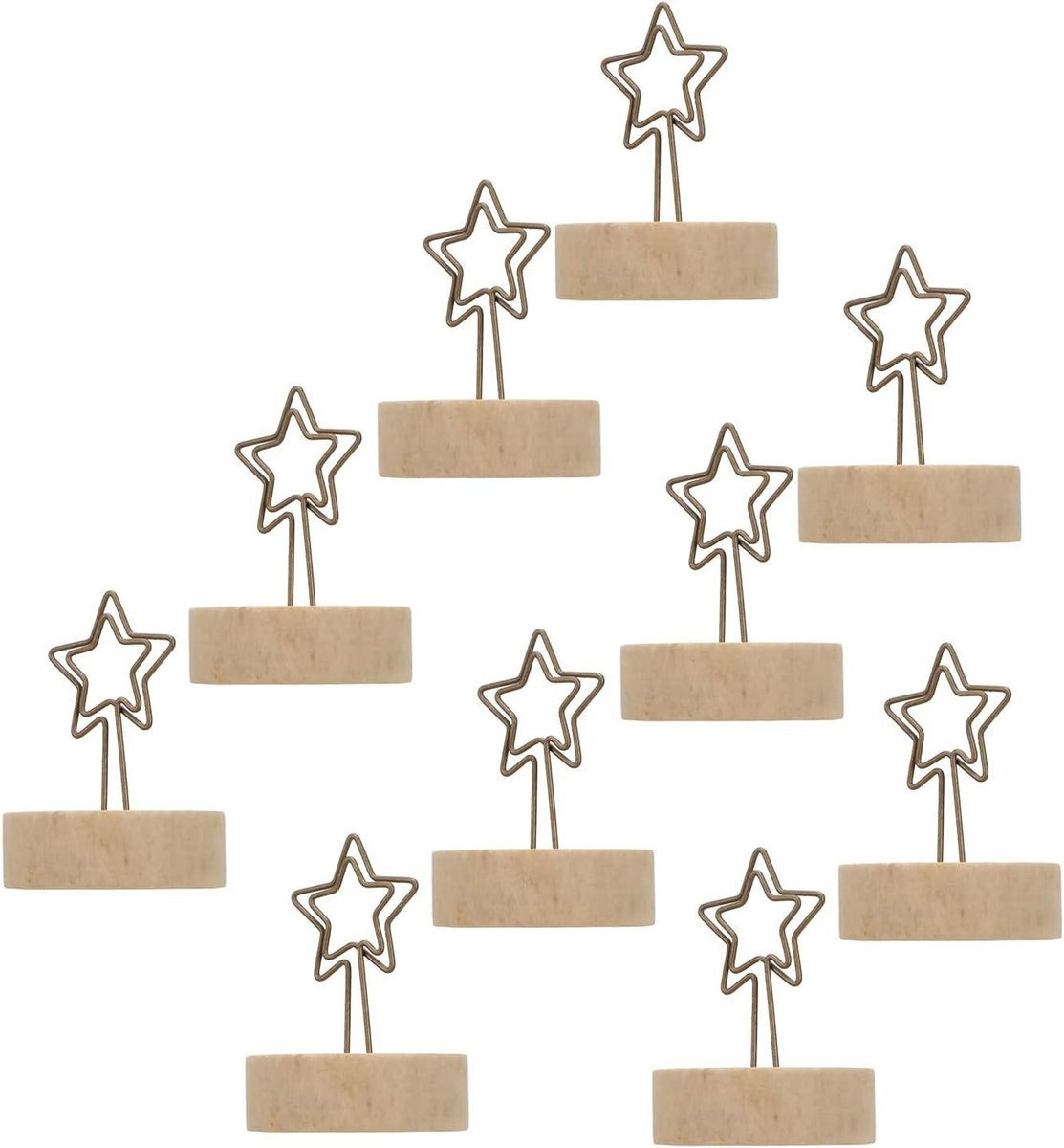 Fotorek Hout Kaarthouder Ster Bruiloft Decoratie 10 stuks Houtkleur