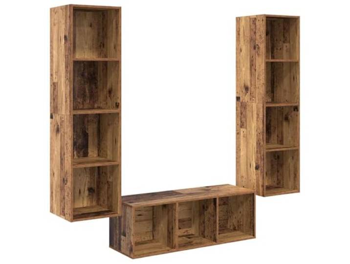 KTHLBRH TV-Möbel-Set, 3 Stück, aus Holz, zur Wandmontage Holzregale, Wandmontage, minimalistisches Design, Stauraum, vielseitige Verwendung, modernes Wohnzimmer