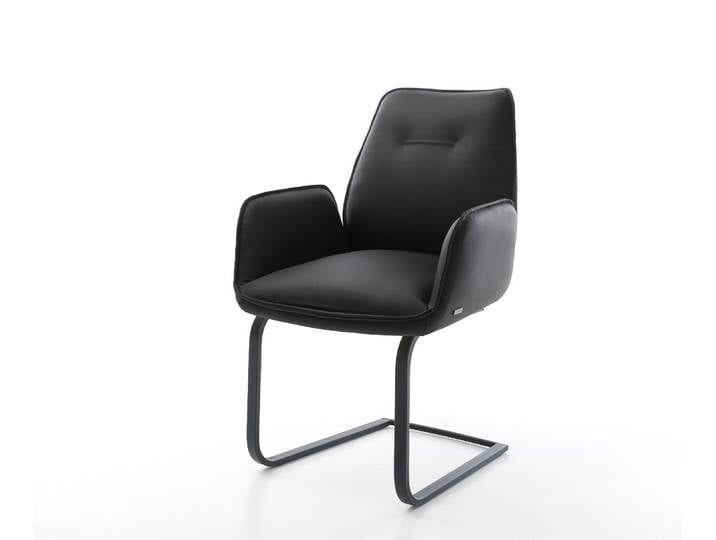 Freischwinger Zoa-Flex Echt-Leder Schwarz Freischwinger flach Schwarz Taschenfederkern, Esszimmerstühle