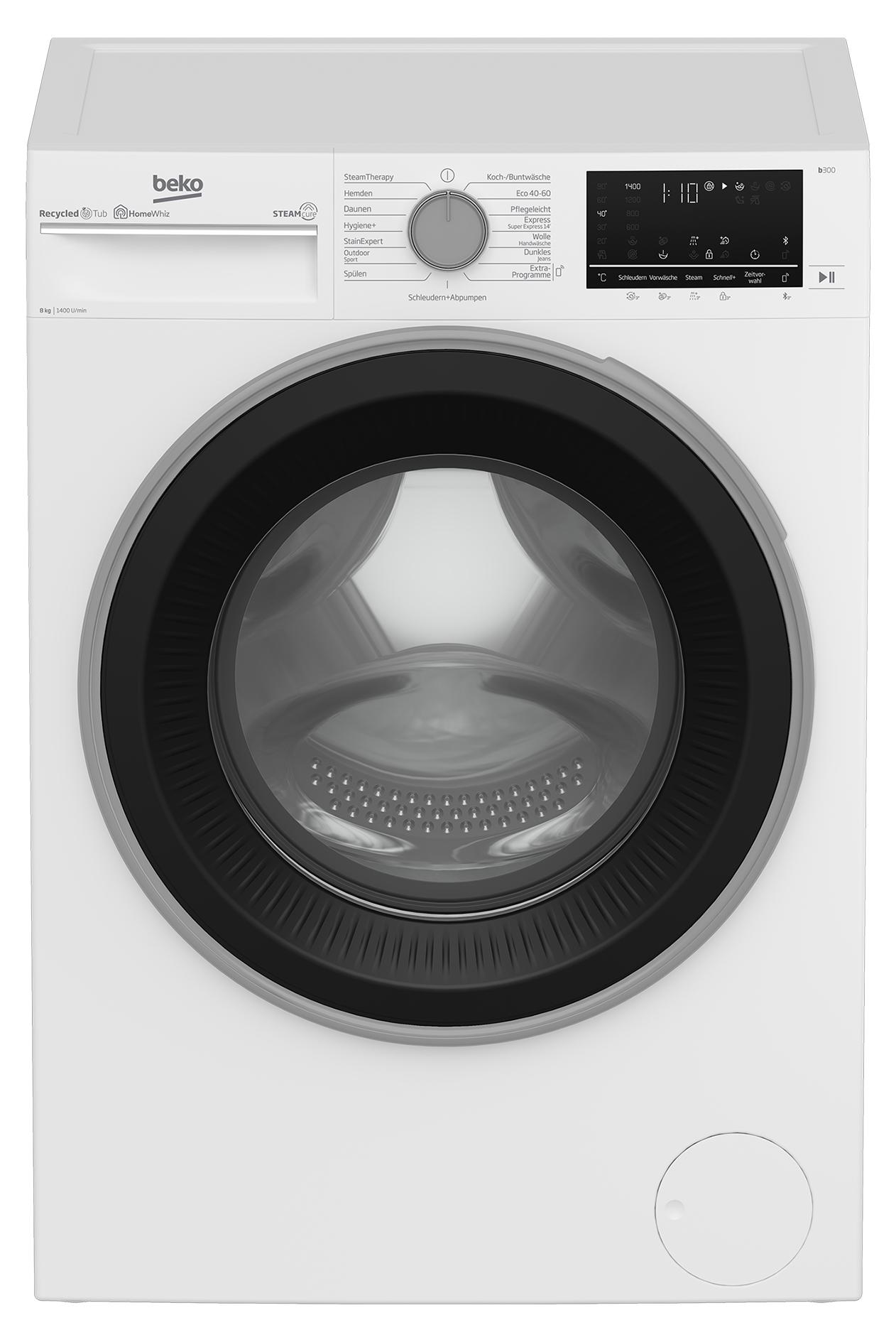 Beko B3WFU58415W1 Waschmaschine 8kg Weiß Mengenautomatik Watersafe Aquawave
