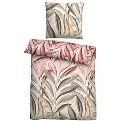 biberna® Bettwäsche Palmblätter Baumwoll Feinbiber Einzelbett, 2tlg.