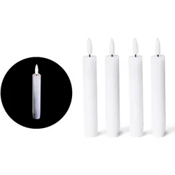 4X Stabkerze LED bewegliche Flamme Wachs - Echtwachs Weiß - Indoor - 22cm Höhe für 2 ,2cm Durchmesser / 1x AA Batterie notwendig - Stabkerze LED für Adventskranz