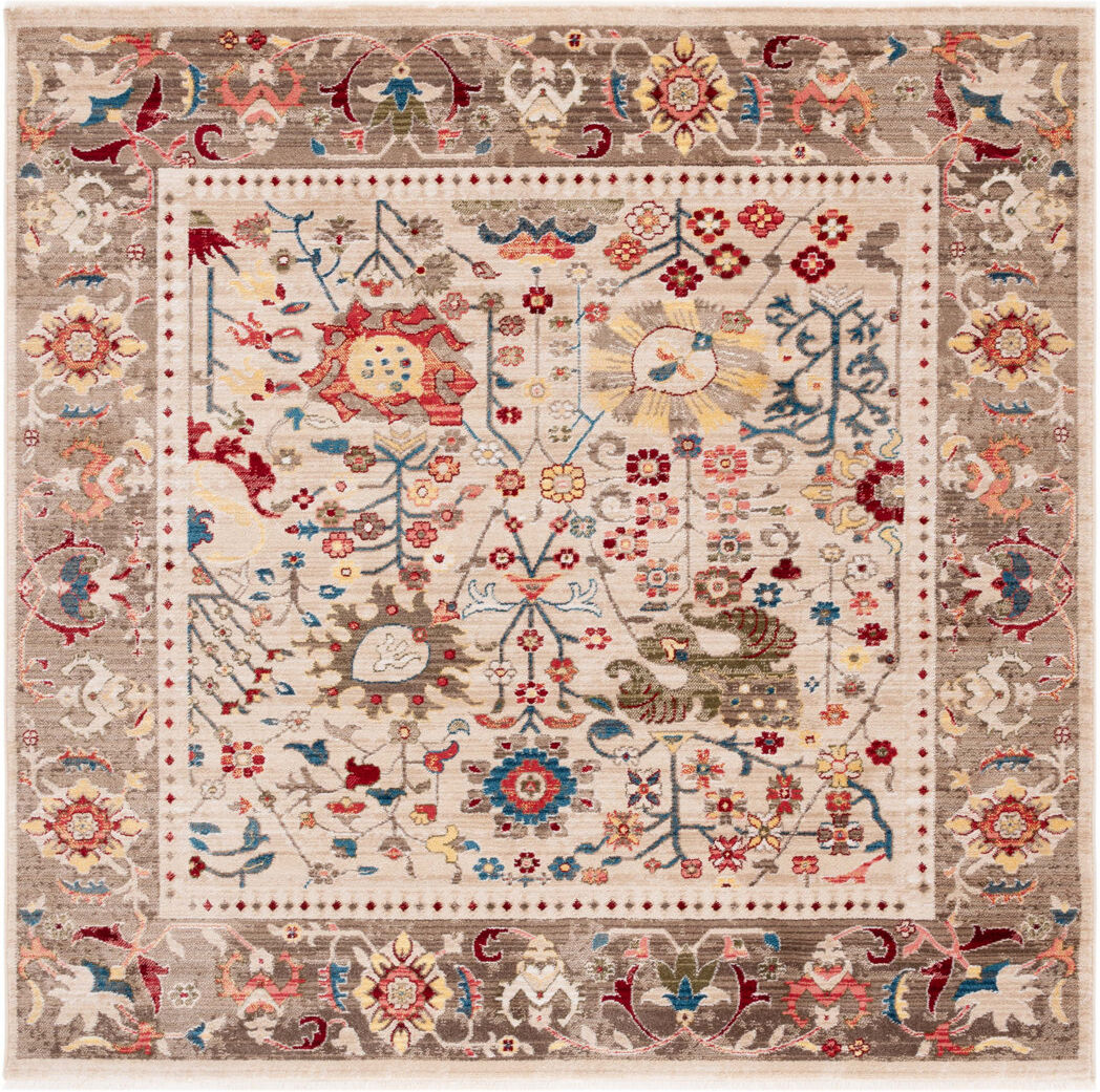 Langley Street Vintage Look Area Rug Beige Square 201cm
