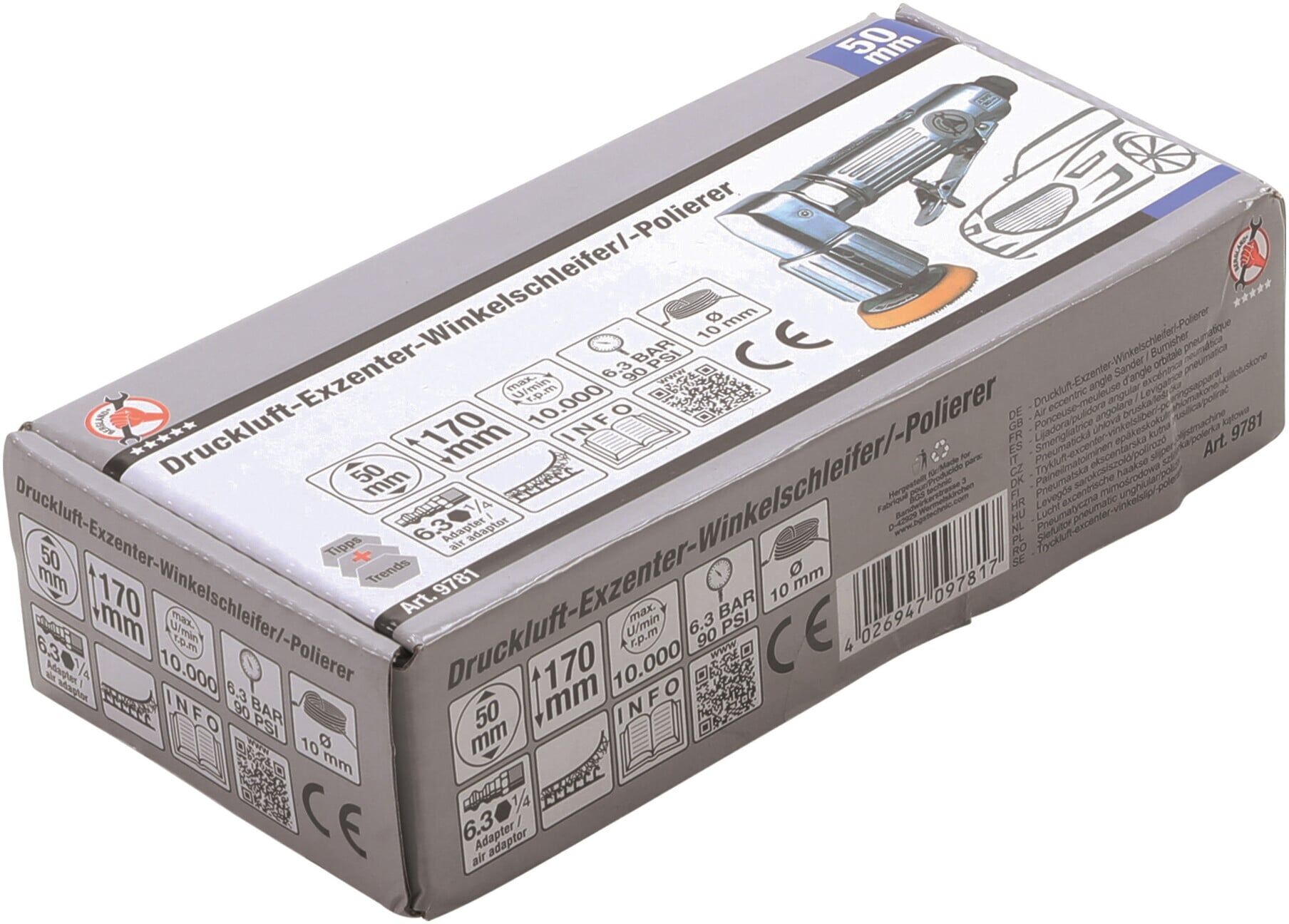 BGS Do it yourself Druckluft-Exzenter-, Winkelschleifer / -Polierer (9781)