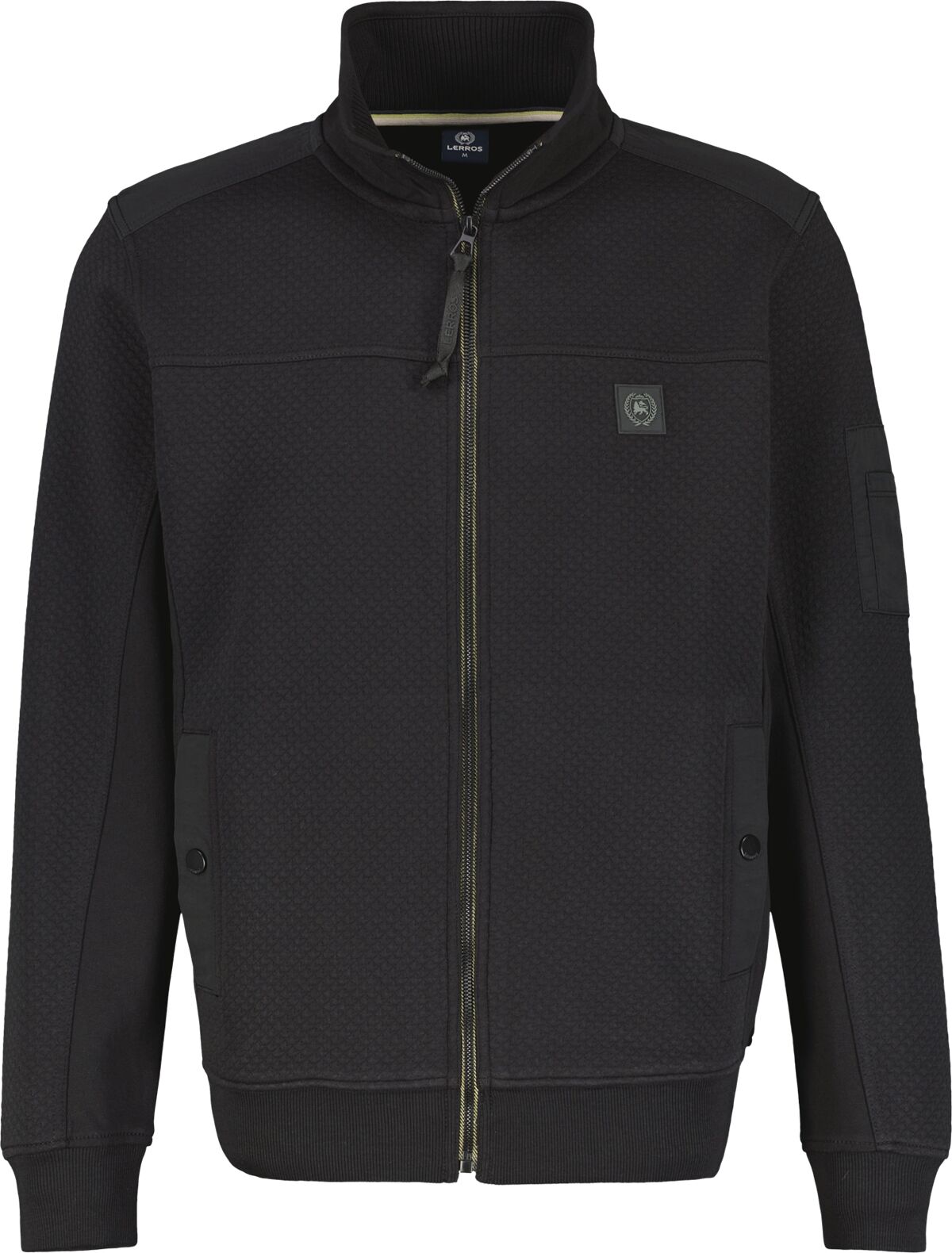 Sweatjacke LERROS "Sweatjacke in Struktur-Mix-Qualität", Herren, Gr. S, schwarz, 70% Baumwolle, 30% Polyester, Sweatjacken Sweatjacke schwarz S