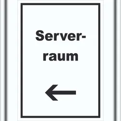 HB-Druck Serverraum Schild mit Text und Richtungspfeil links Computer IT PC hochkant A5 (148x210mm)