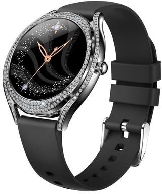 CaseAndConnect V66 Smart Watch With Bluetooth Calling Fitness Tracker Heart Rate Sleep Monitor Silicone Strap black