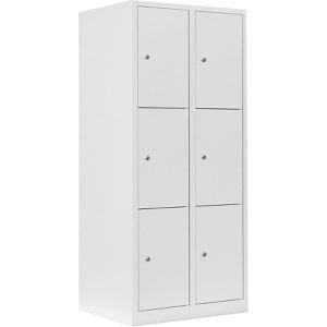 Lüllmann Schließfachschrank 523327, weiß, 6 Fächer, Stahl, 80 x 180cm, mit Zylinderschloss
