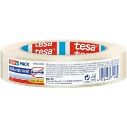tesa Filamentklebeband  Leise abrollbar tesapack Ultra Resistant Transparent 25 mm (B) x 50 m (L) PE (Polyethylen)