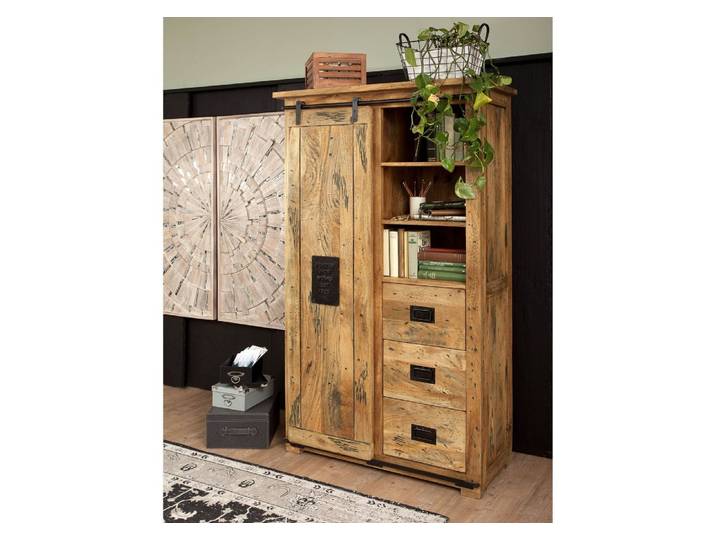 Schrank Mango 100x45x175 natur lackiert RAILWAY #114