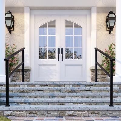 Timechee Wrought Iron Handrail 4-5Step Durable Stair Railing Indoor Outdoor Use