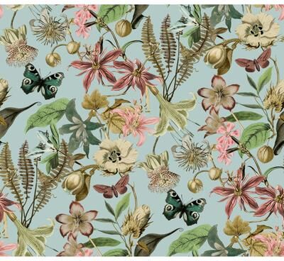 York Wallcoverings Butterfly House Sky Blue Wallpaper