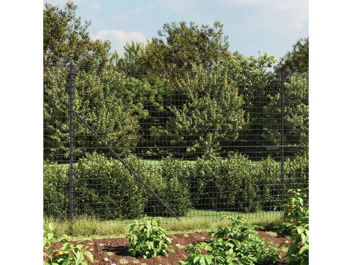 vidaXL Maschendrahtzaun Anthrazit 1,6x25 m Verzinkter Stahl