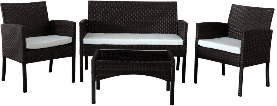 Mistana Schmier Gaubert Rattan 4 Seater Corner Sofa Set with Cushions Black 4
