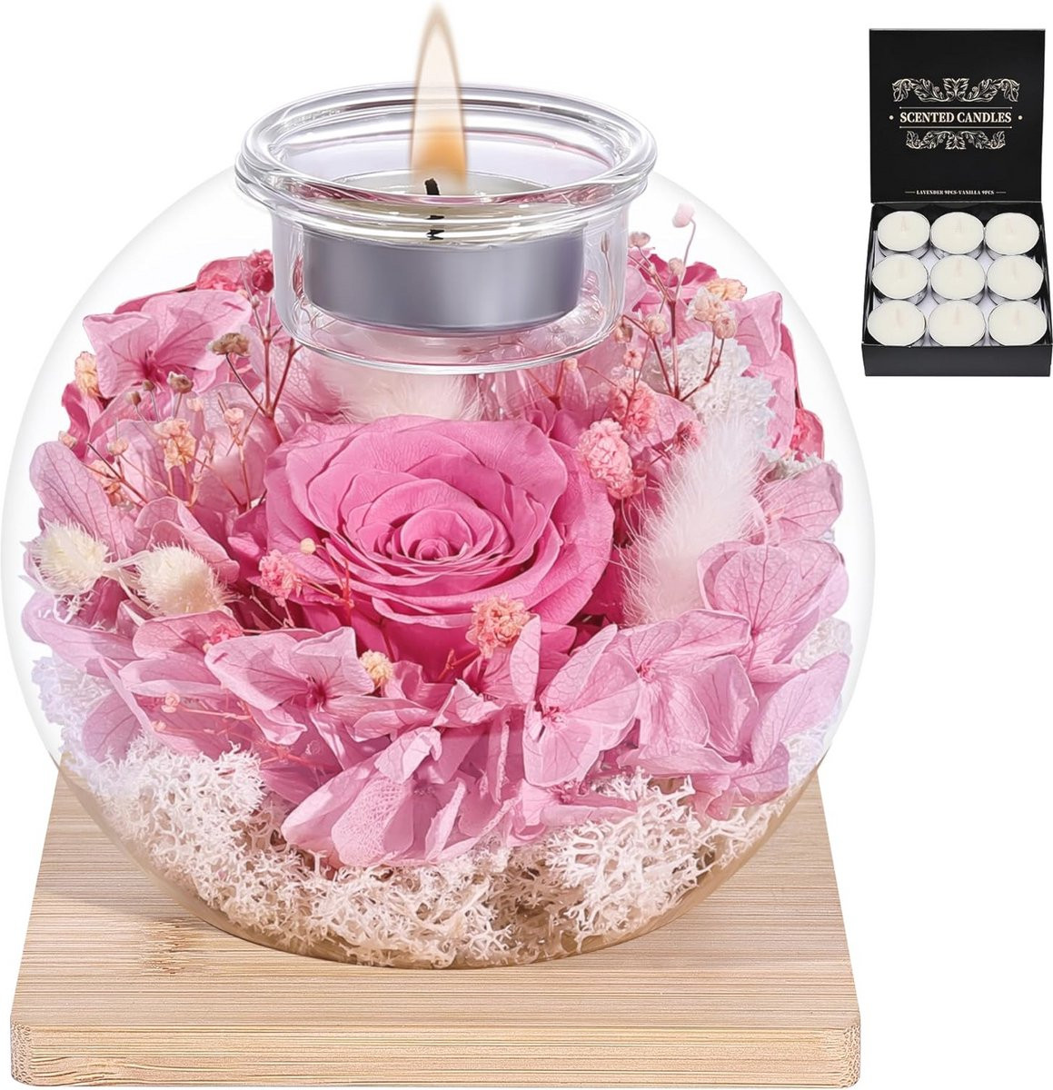 Eternal Flower Preserved Rozen in Glazen Stolp - Decoratiegeschenk