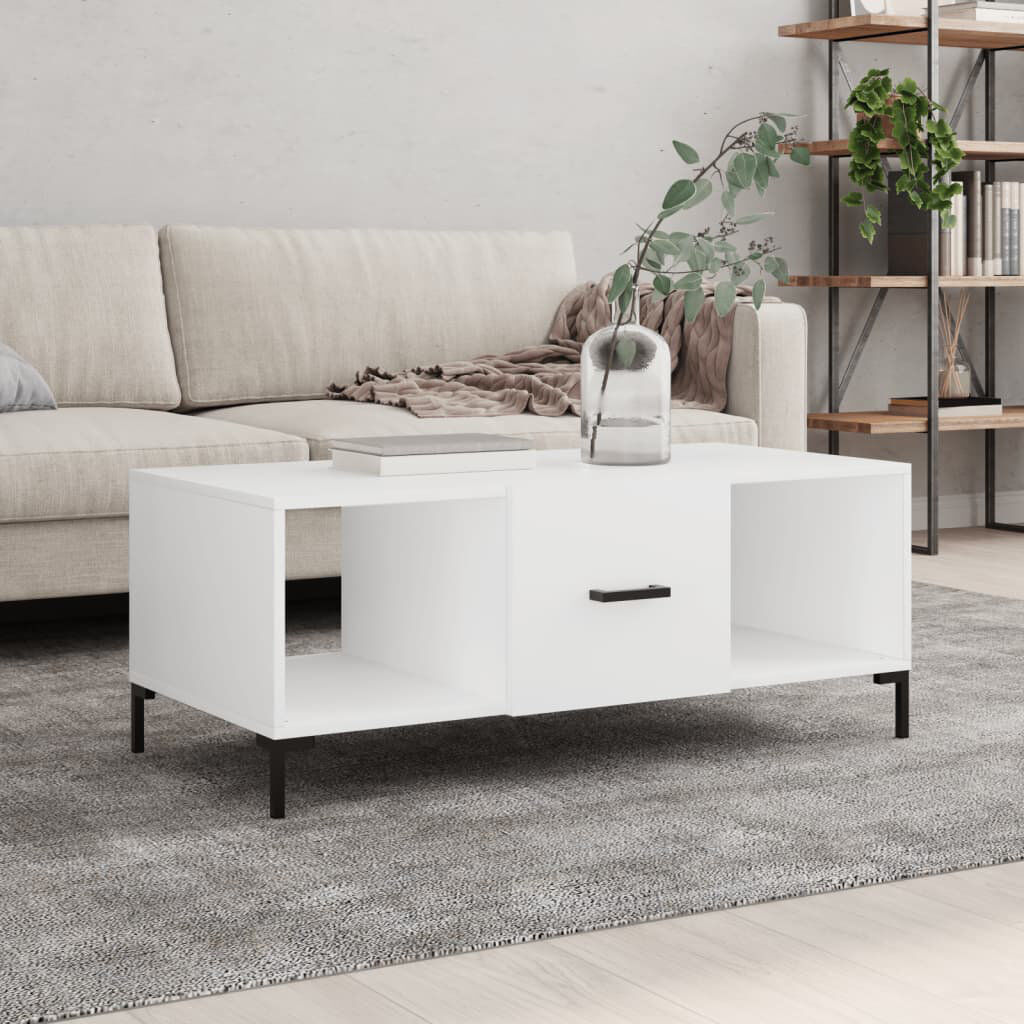 17 Stories Maomina Four Leg Coffee Table with Storage White