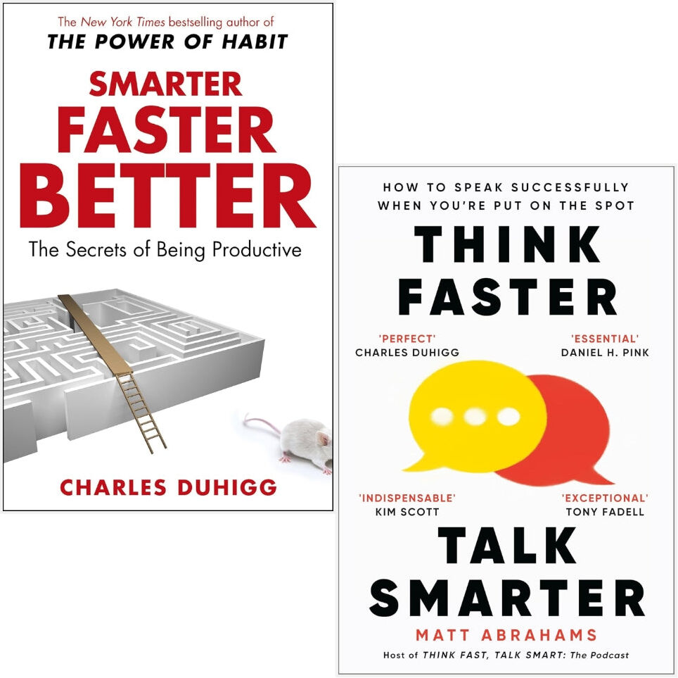 Random House Books/Macmillan Business Smarter Faster Better by Charles Duhigg and Think Faster, Talk Smarter by Matt Abrahams 2 Books Set