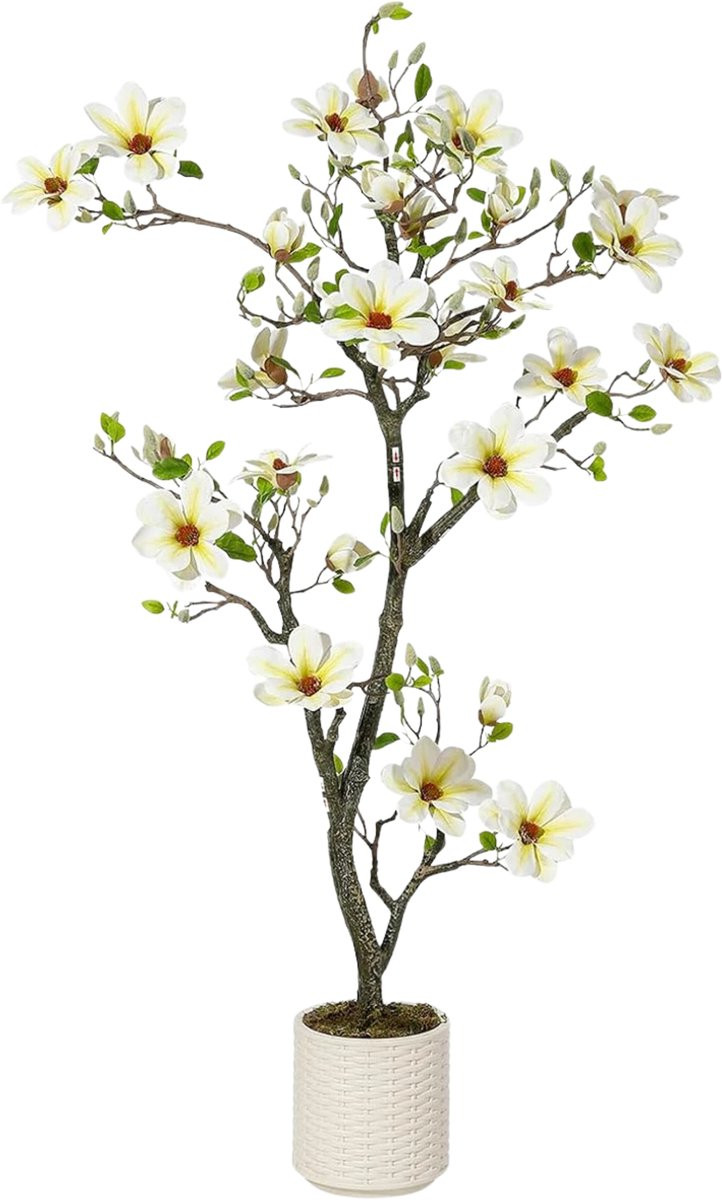 Kelseek Kunstplant Magnolia in pot - Wit - 122 cm