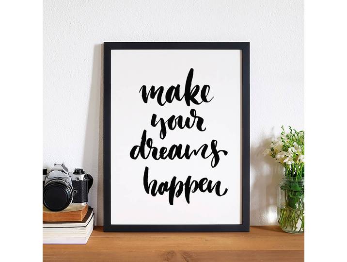 Bild Make Your Dreams Happen Rahmen: Massivholz Buche, lackiert Abdeckung: Plexiglas Multicolor 32 x 42cm
