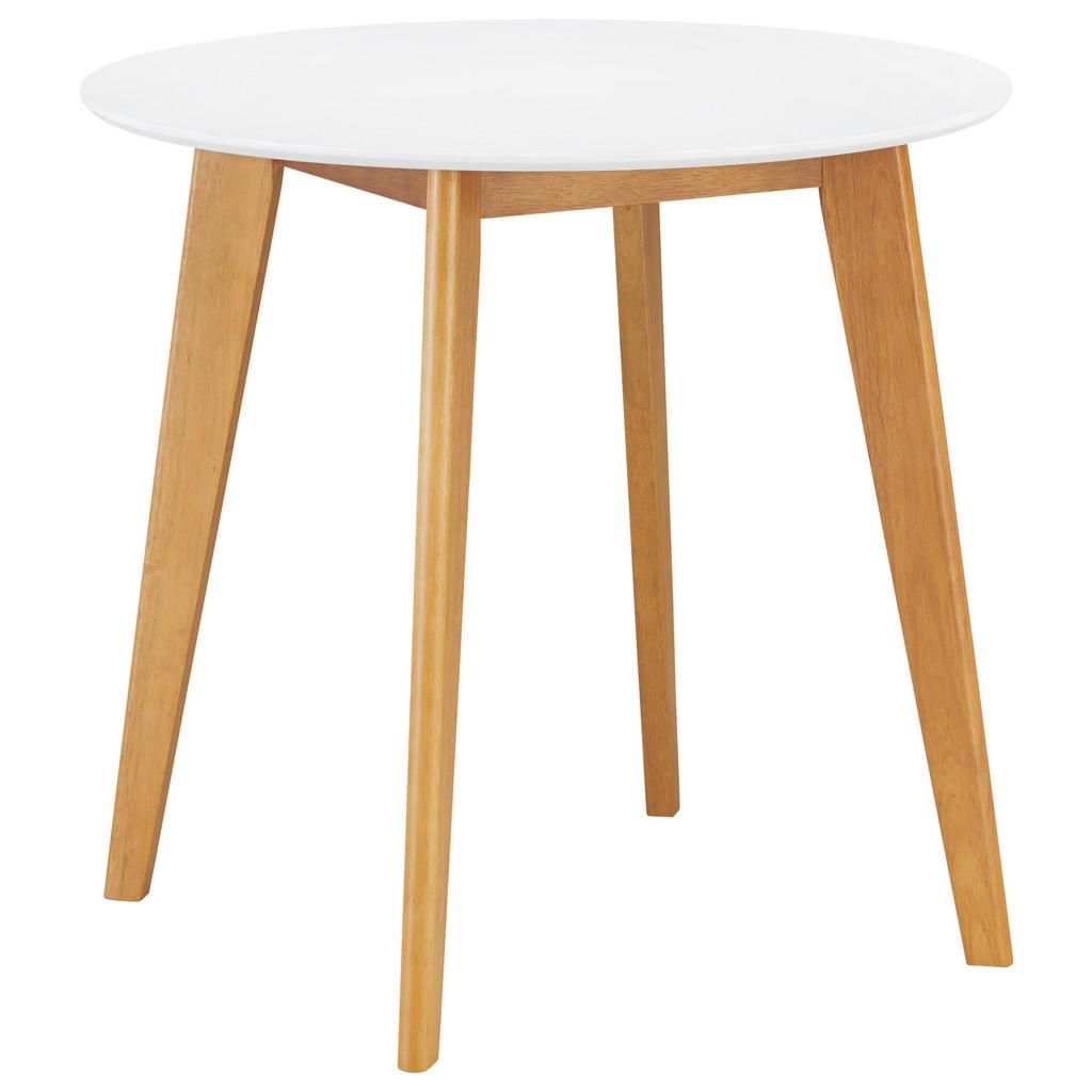 Livetastic Esstisch , Weiss , Holz , Kautschukholz , massiv , rund , 80x76x80 cm , Esszimmer, Esstische, Holztisch, Massivholztische
