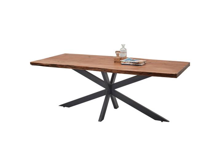 Livetastic Esstisch, Schwarz, Akazie, Holz, Akazie, massiv, rechteckig, X-Form, 100x76.5x200 cm, Esszimmer, Tische, Esstische