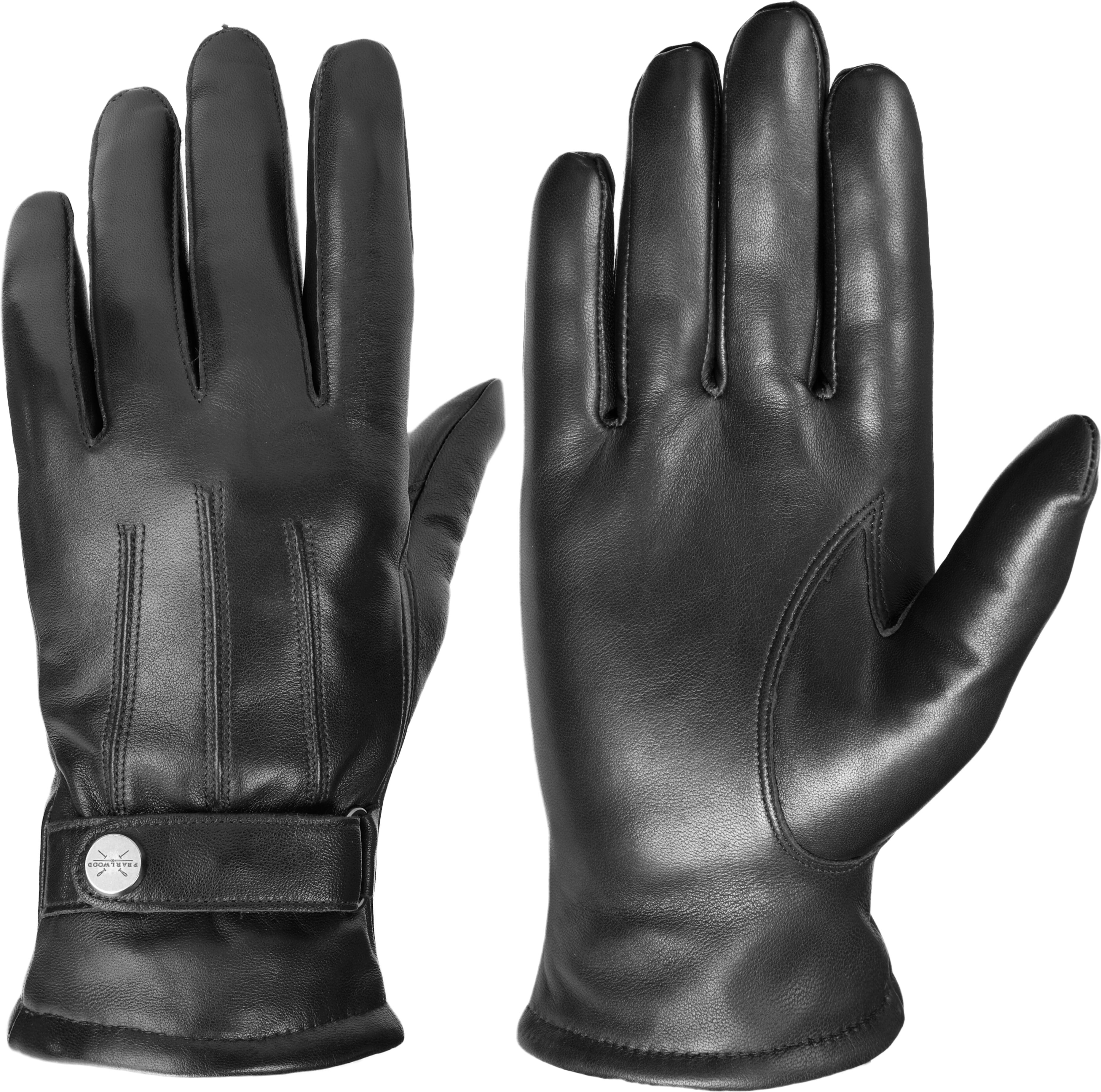 Lederhandschuhe PEARLWOOD "BROOKS", Herren, Gr. 8,5, schwarz, Lammleder, unifarben, Handschuhe Lederhandschuhe, weiches Innenfutter, Wollanteil, verstellbarer Lederriegel schwarz 8,5