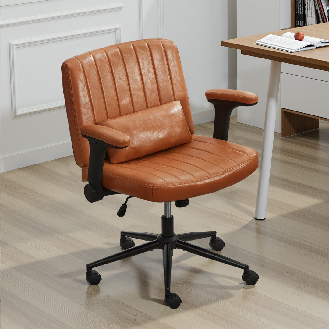 Inbox Zero Criss Cross Chair Brown 76.96cm W X 65.02cm D