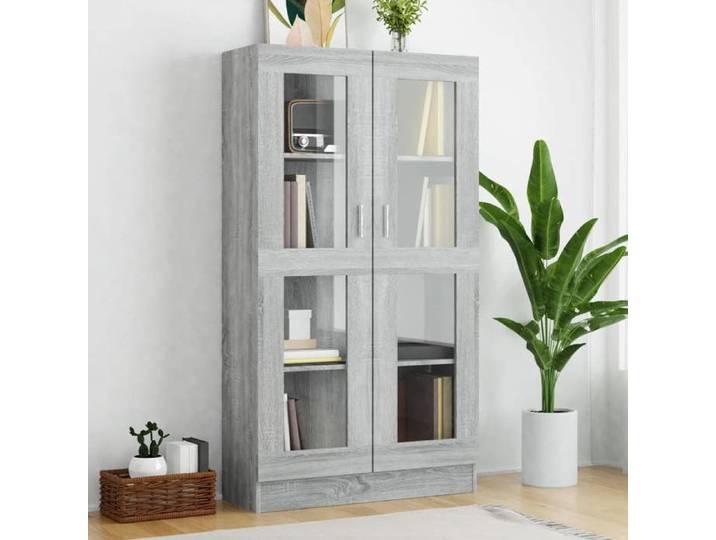 MODE Buffet bahut Rangement CSY - Armoire à vitrine Sonoma gris 82 5x30 5x150cm Bois d'ingénierie FR45209